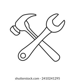 Hammer and wrench crosses vector symbol tools