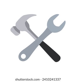 Hammer and wrench crosses vector symbol tools