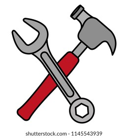 hammer with wrench crossing