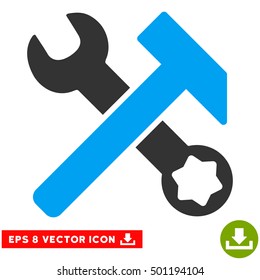Hammer and Wrench EPS vector icon. Illustration style is flat iconic bicolor blue and gray symbol on white background.