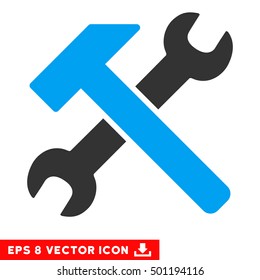 Hammer and Wrench EPS vector icon. Illustration style is flat iconic bicolor blue and gray symbol on white background.
