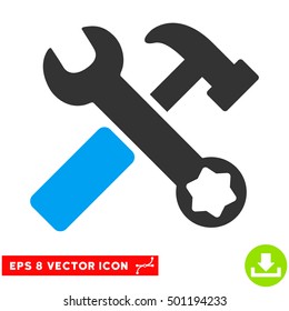 Hammer and Wrench EPS vector icon. Illustration style is flat iconic bicolor blue and gray symbol on white background.