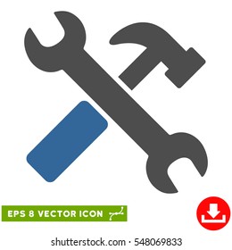 Hammer and Wrench EPS vector icon. Illustration style is flat iconic bicolor cobalt and gray symbol on white background.