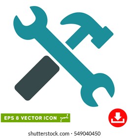 Hammer and Wrench EPS vector icon. Illustration style is flat iconic bicolor soft blue symbol on white background.