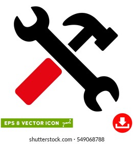 Hammer and Wrench EPS vector icon. Illustration style is flat iconic bicolor intensive red and black symbol on white background.