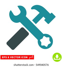 Hammer and Wrench EPS vector pictogram. Illustration style is flat iconic bicolor soft blue symbol on white background.