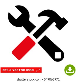 Hammer and Wrench EPS vector pictograph. Illustration style is flat iconic bicolor intensive red and black symbol on white background.