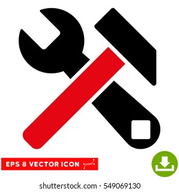 Hammer and Wrench EPS vector pictograph. Illustration style is flat iconic bicolor intensive red and black symbol on white background.