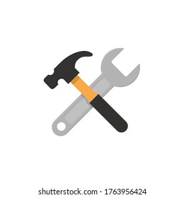 Hammer and wrench flat, work tools icon, vector illustration isolated on white background