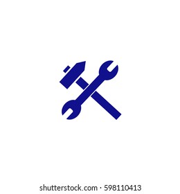 hammer wrench icon. Blue icon