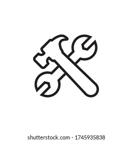 Plantilla de vectores de diseño de iconos de martillo y llave