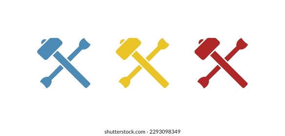 hammer and wrench icon, on a white background, vector illustration