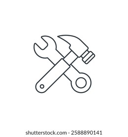 Hammer and Wrench icon symbol vector illustration isolated on white background