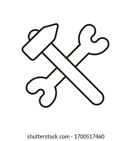 Hammer and wrench icon in trendy flat style isolated. Eps 10.