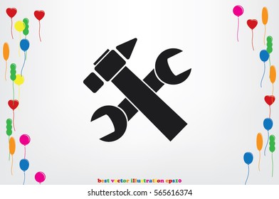 hammer and wrench icon vector