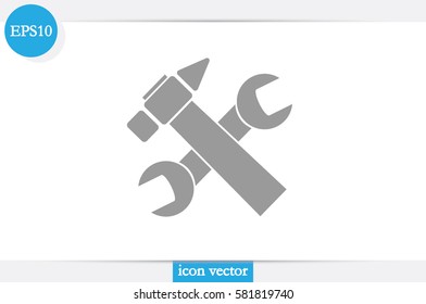hammer and wrench icon vector.