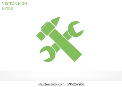 hammer and wrench icon vector.