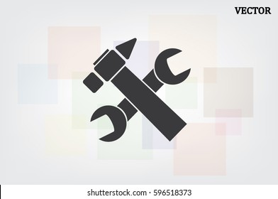hammer and wrench icon vector