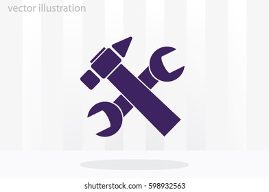 hammer and wrench icon vector