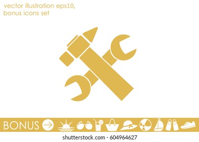 hammer and wrench icon vector