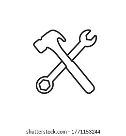 Hammer wrench icon vector design template