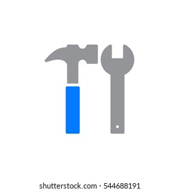 Hammer and wrench icon vector, filled flat sign, solid colorful pictogram isolated on white. Tools symbol, logo illustration