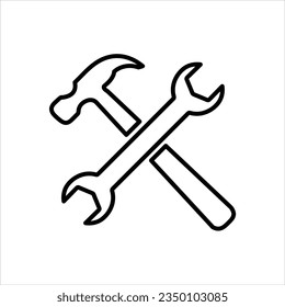 Hammer und Schraubenschlüssel Symbol. Vektorgrafik auf weißem Hintergrund.