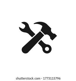 Ilustración vectorial de iconos de martillo y llave
