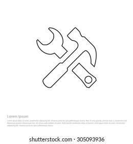 hammer wrench icon - Vector Illustration - Flat pictogram icon