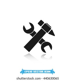 Hammer and wrench icon vector illustration eps10. Silhouette tool design in flat style.