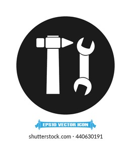 Hammer and wrench icon vector illustration eps10. Silhouette tool design in flat style.