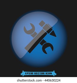 Hammer and wrench icon vector illustration eps10. Silhouette tool design in flat style.