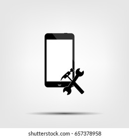 Hammer and wrench icon vector and mobile