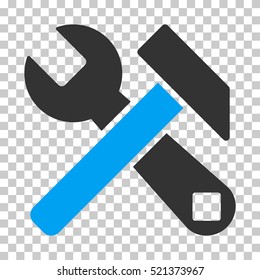 Hammer and Wrench icon. Vector pictogram style is a flat bicolor symbol, blue and gray colors, chess transparent background. Designed for software and web interface toolbars and menus.