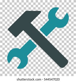 Hammer and Wrench icon. Vector pictogram style is a flat bicolor symbol, soft blue colors, chess transparent background. Designed for software and web interface toolbars and menus.