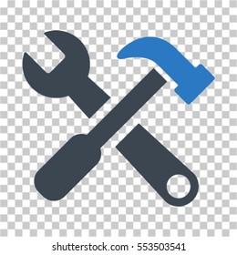 Hammer and Wrench icon. Vector pictogram style is a flat bicolor symbol, smooth blue colors, chess transparent background. Designed for software and web interface toolbars and menus.