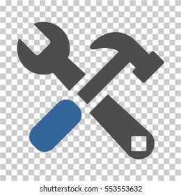 Hammer and Wrench icon. Vector pictograph style is a flat bicolor symbol, cobalt and gray colors, chess transparent background. Designed for software and web interface toolbars and menus.