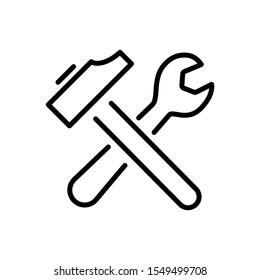 hammer and wrench icon, Working tools, Construction and Manufacturing icons, equipment line style icons vector EPS 10