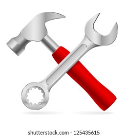 Hammer and wrench. Illustration on white background