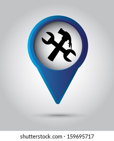 hammer and wrench isolated over gray background. vector illustration