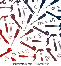 hammer with wrench key and screwdriver tools pattern