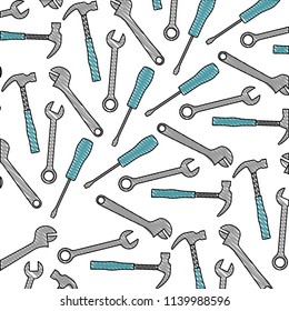 hammer with wrench key and screwdriver tools pattern