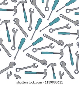 hammer with wrench key and screwdriver tools pattern