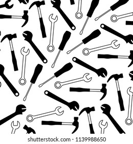 hammer with wrench key and screwdriver tools pattern