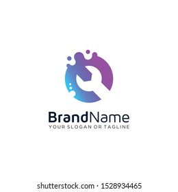 Hammer wrench logo vector art full color