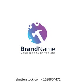 Hammer wrench logo vector art full color
