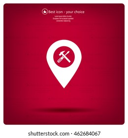 hammer and wrench on map pointer.vector illustration.