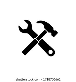 Hammer and wrench, repair icon, logo isolated on white background