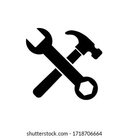 Hammer and wrench, repair icon, logo isolated on white background