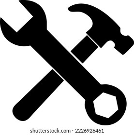 Hammer and wrench, repair icon, logo isolated on white background.eps
